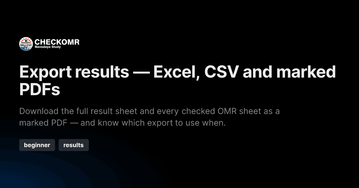 Export results — Excel, CSV and marked PDFs