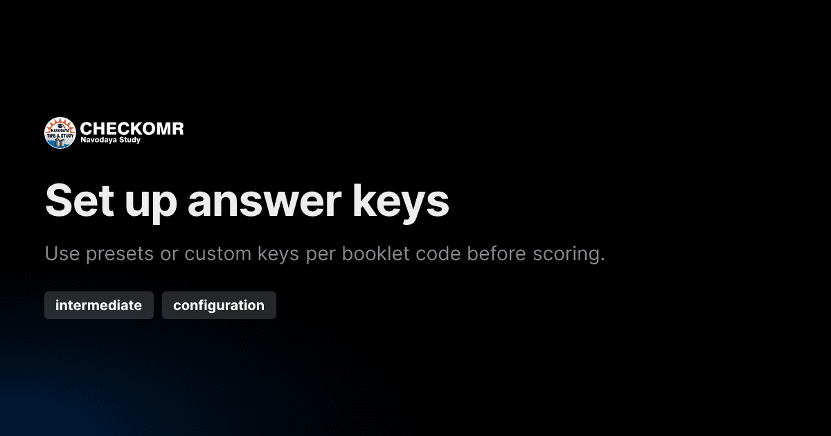 Set up answer keys